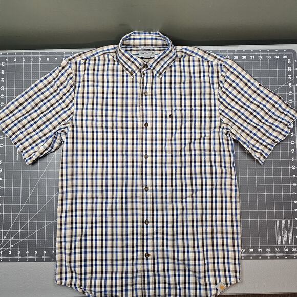 Carhartt Shirt Mens Medium Essential Plaid Relaxed Fit Work Classic Preppy Biker - Picture 1 of 11